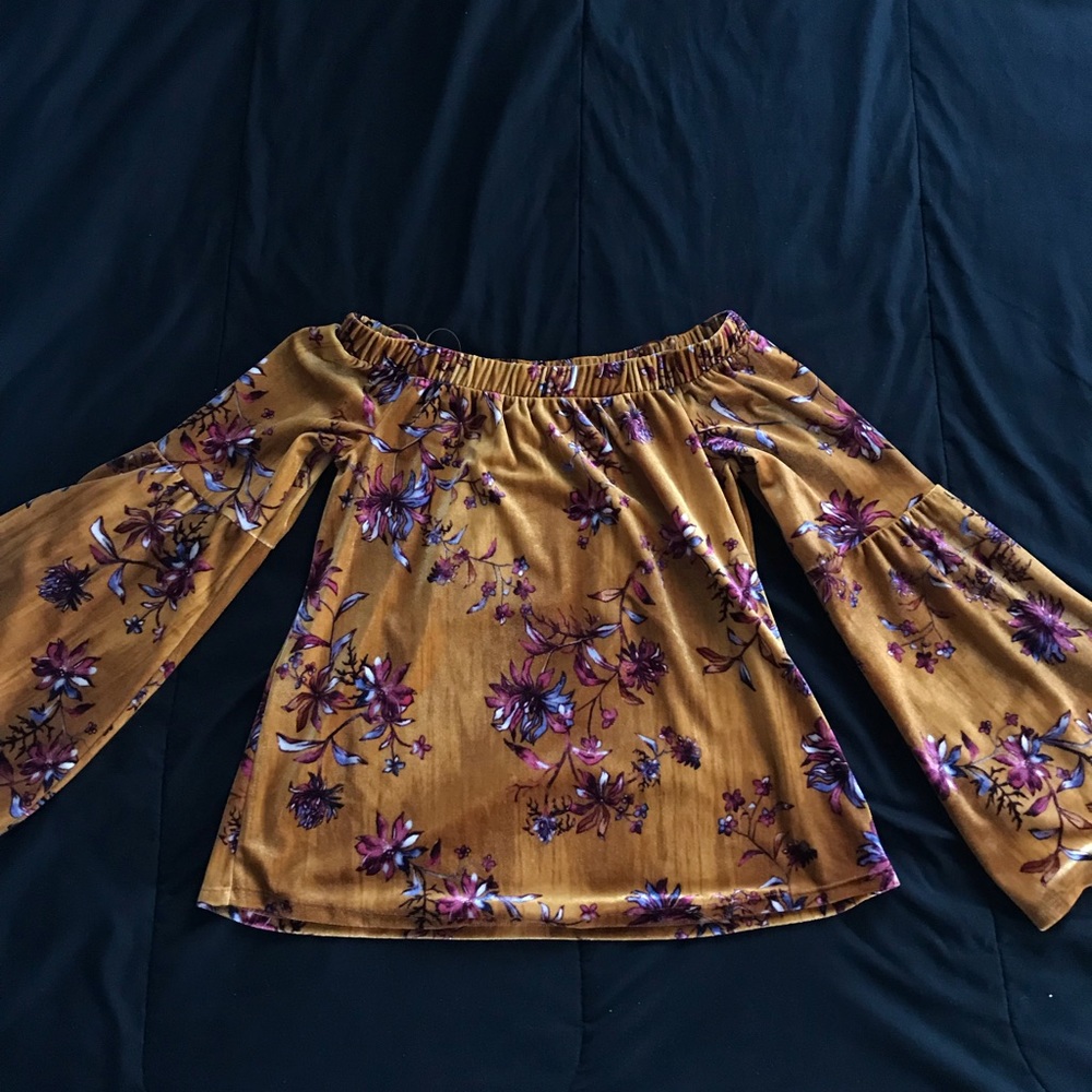 FLORAL OFF THE SHOULDER TOP WOMENS XS